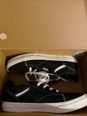 Vans Black and White Low-Top Skate Sneakers